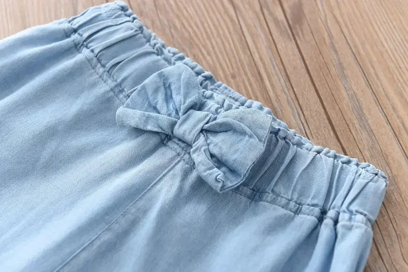 2025 New Fashion Children Wide Leg Pants Summer Casual Thin Chiffon Cropped Trousers For Teenager Girls Clothes 2 4 6 8 10 Years - TiniLoom
