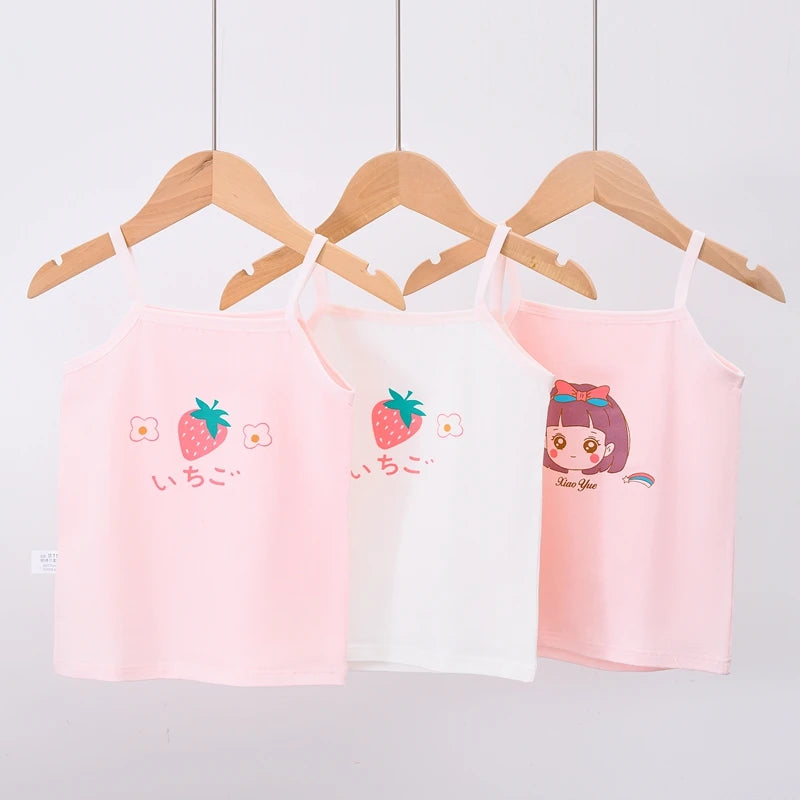 3pcs/Lot Girl Cotton Singlet Tops Breathable Underwear Tank Kids Quality Undershirts Cute Tank Tops Size 3-10T - TiniLoom