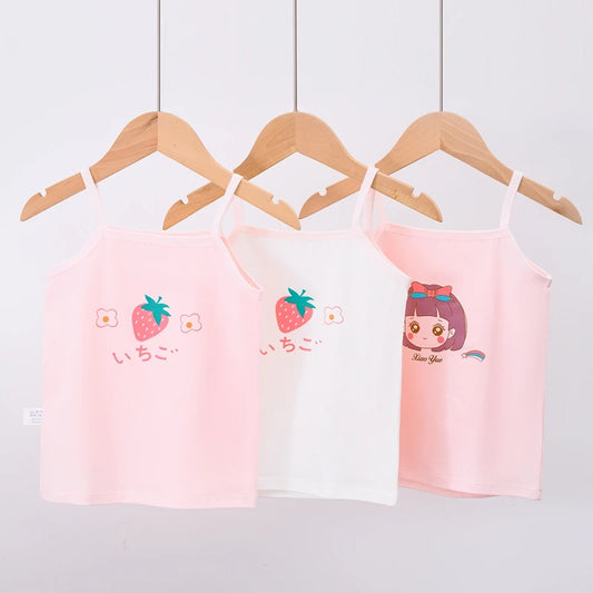 3pcs/Lot Girl Cotton Singlet Tops Breathable Underwear Tank Kids Quality Undershirts Cute Tank Tops Size 3-10T - TiniLoom