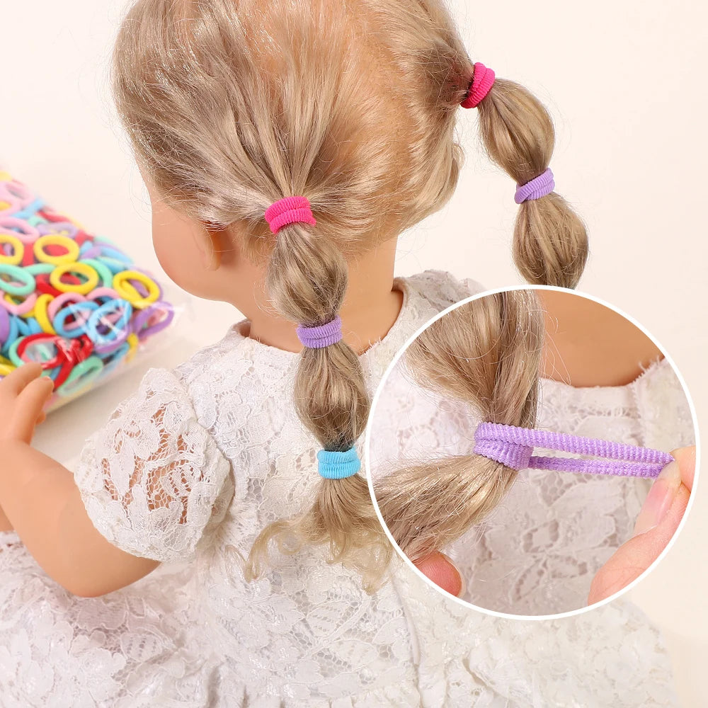 50Pcs/bag Colorful Basic Nylon Ealstic Hair Ties for Girls Ponytail Hold Scrunchie Rubber Band Kid Fashion Hair Accessories - TiniLoom