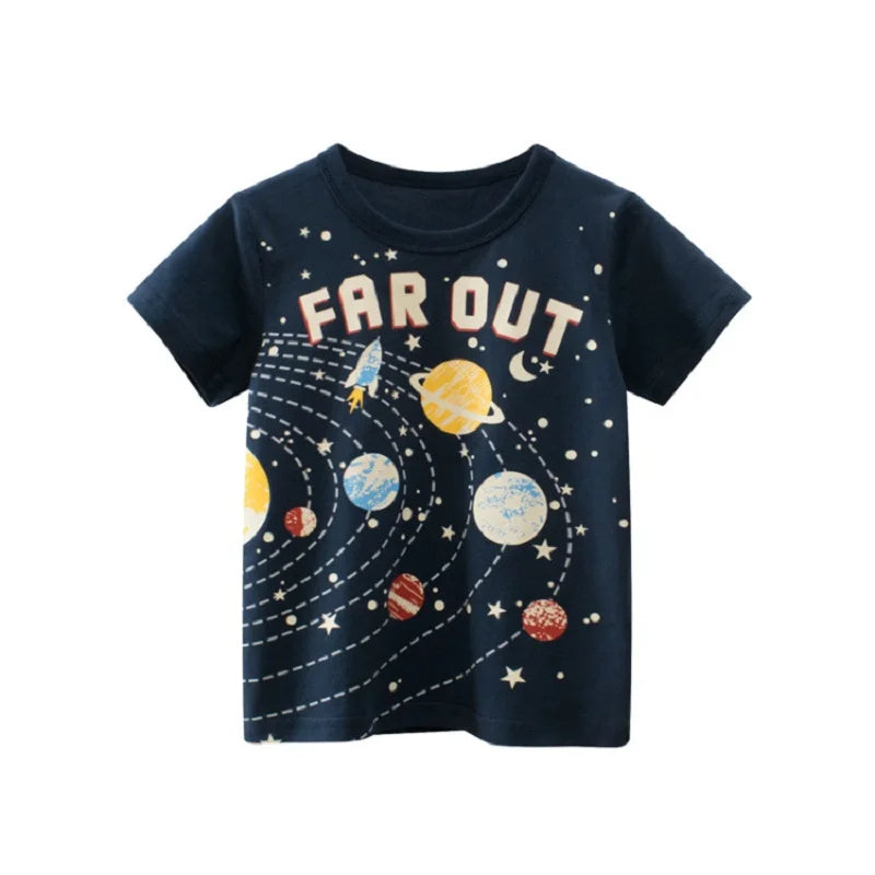Children Short Sleeve T-shirts Korean Version Kids Clothing Boy Baby Cotton Tees 2-9 Years Summer Cartoon Tops - TiniLoom
