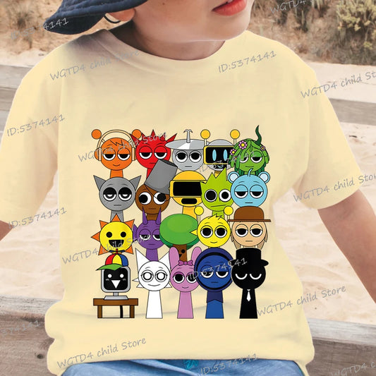 Funny Anime Sprunki Incredibox Game Children T-shirts Cartoon Sprunki Short Sleeve Tops Tees Funny Sprunki Boys Girls Tshirt - TiniLoom