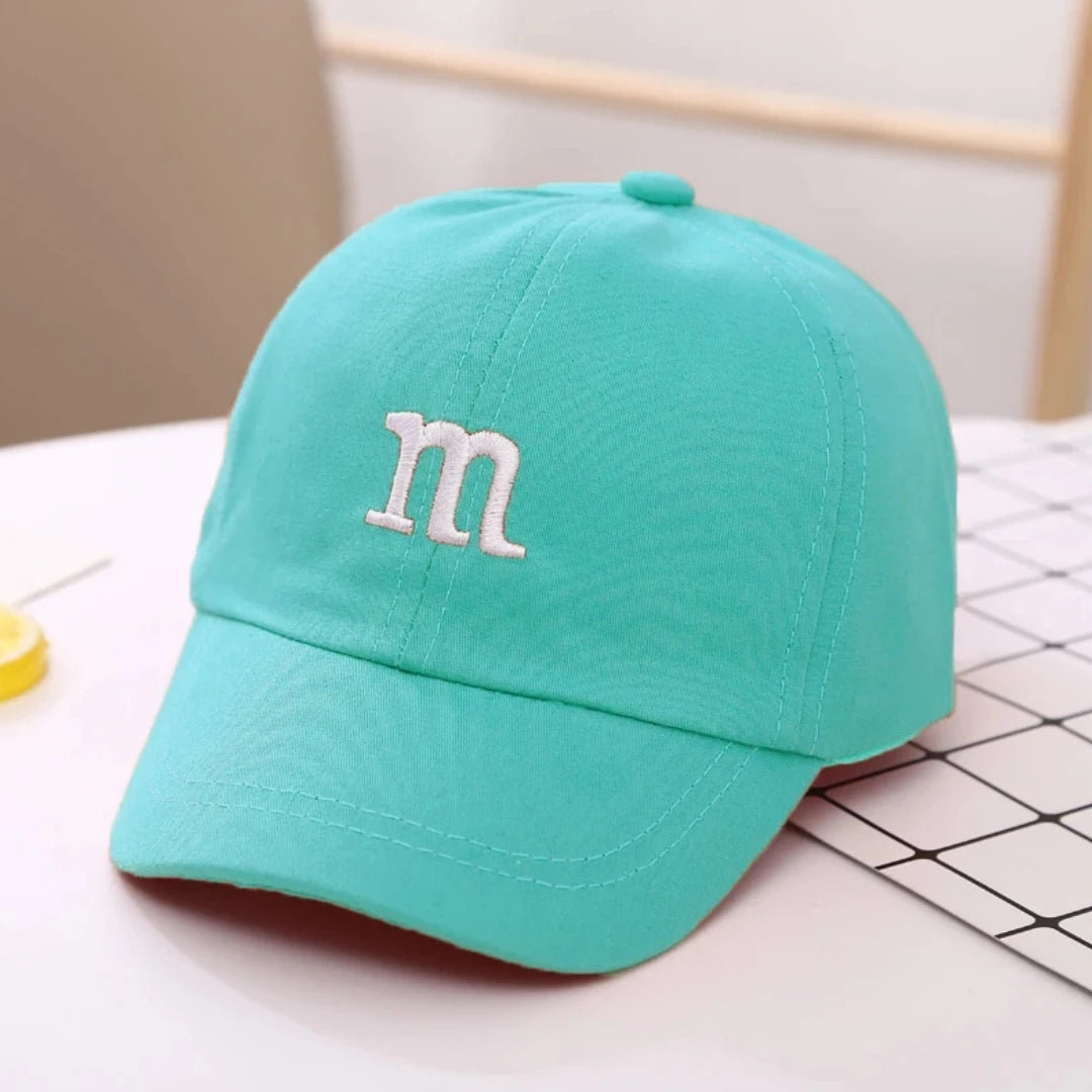 Girls Boy Adjustable Hat Children's Kid Baseball Cap Sunscreen Baby Hat Hip Hop M Letter Embroidered Kids Caps 1-6-8-12-15 Years - TiniLoom