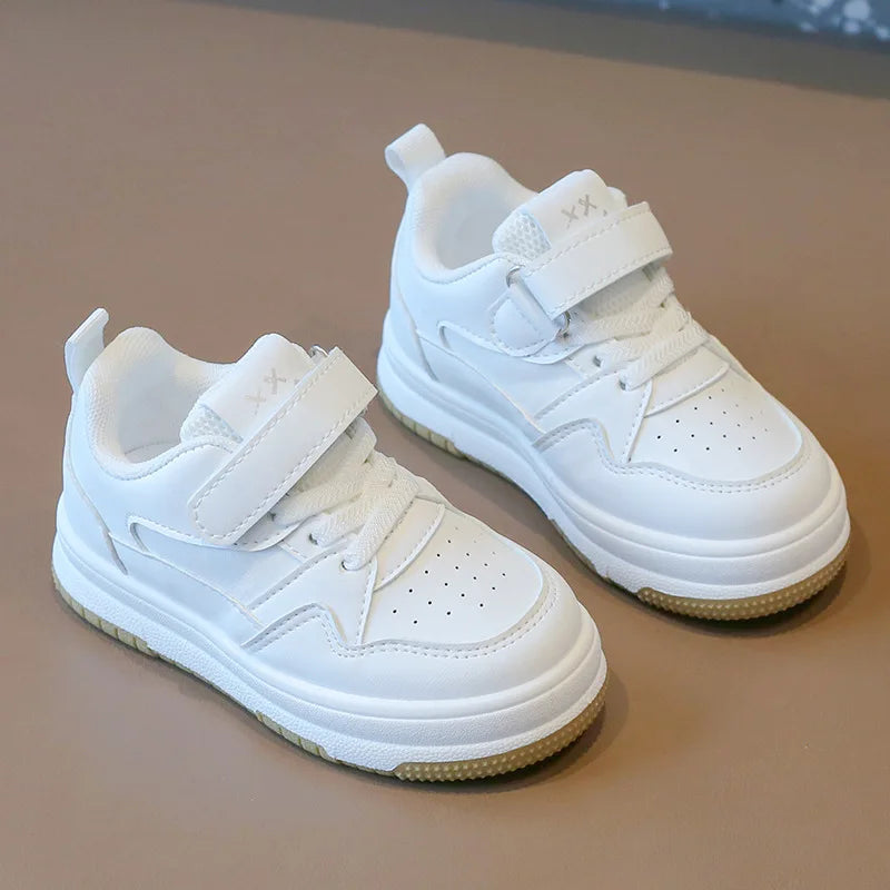 Children's White Shoes Spring and Autumn Kid's Sports Shoes Anti slip Lightweight Boys Board Shoes Soft Sole Baby Casual Shoes - TiniLoom