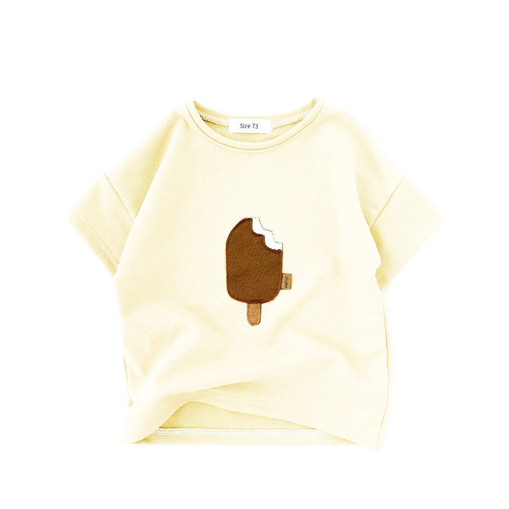 Toddler Kid Baby Boys Girls Clothes Summer Cotton T Shirt Short Sleeve Infant Top Cartoon Ice Cream Print Tee Childrens Tshirt - TiniLoom