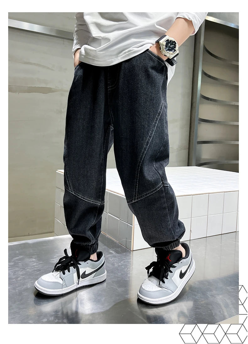 Big boy jeans, children's clothing, casual fashion, cool children's pants, boys' pants, boys' Baggy summer clothing, teenagers - TiniLoom