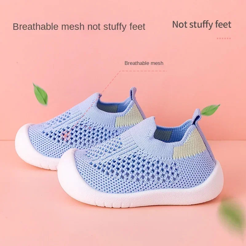 Spring Summer Toddler Shoes Breathable Knitted Kids Sneakers Boys Slip-on Tennis Shoes Girls Soft Non-slip School Casual Shoes - TiniLoom