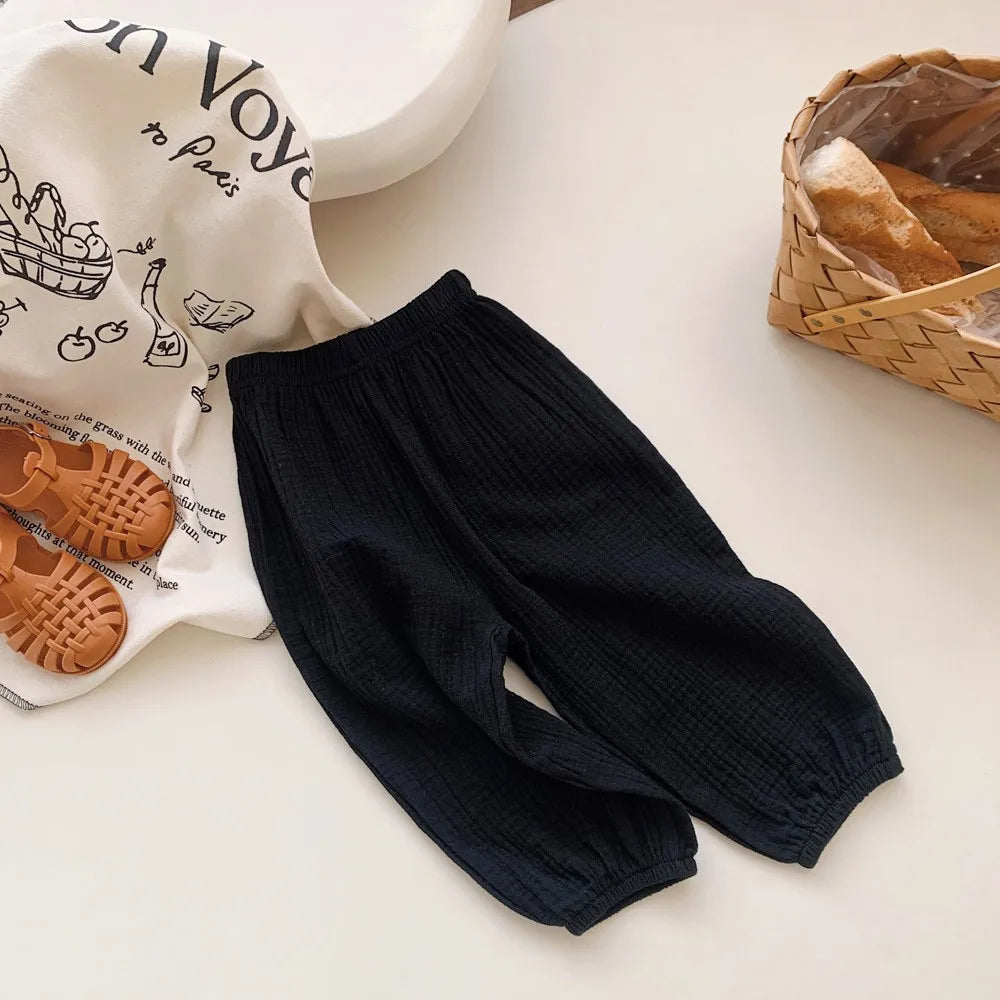 Spring Summer Mosquito Resistant Pants Toddler New Casual Loose Trousers Solid Color Pants Outer Wear Boys Girls Versatile Pants - TiniLoom
