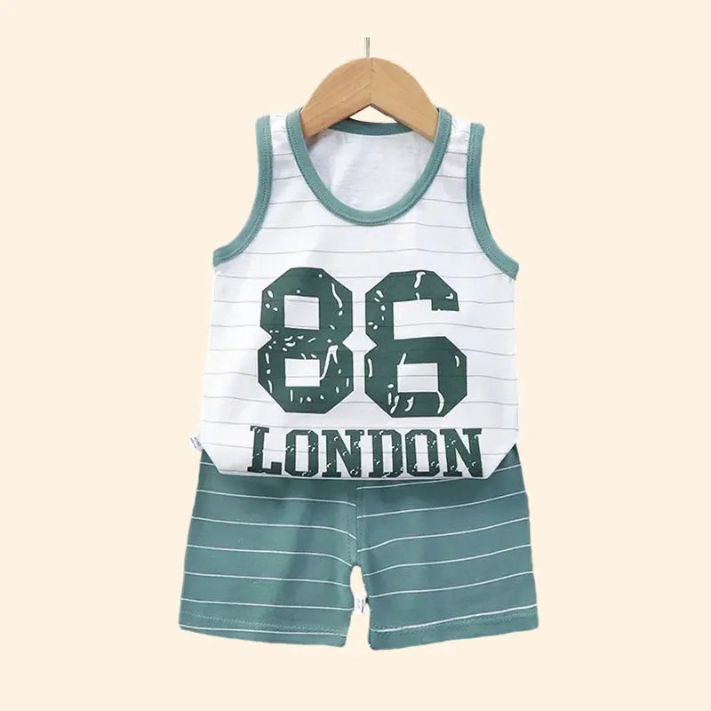 Children Sets Kids Clothes Boys Girls Vest Suit  Summer Children's Clothing baby Cotton T-Shirts Shorts Tank Top Sleeveless - TiniLoom