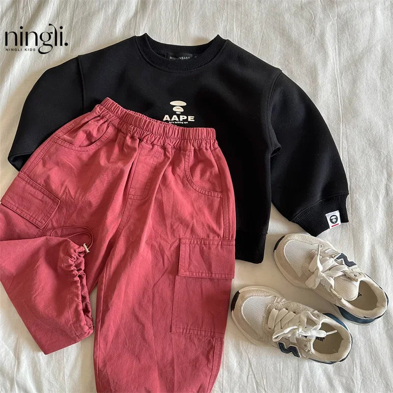 Kids Pants Girdle Overalls Baby Wide Leg Pants Girls Pants Teenage Girls Clothing Cargo Winter Clothes for Boys - TiniLoom