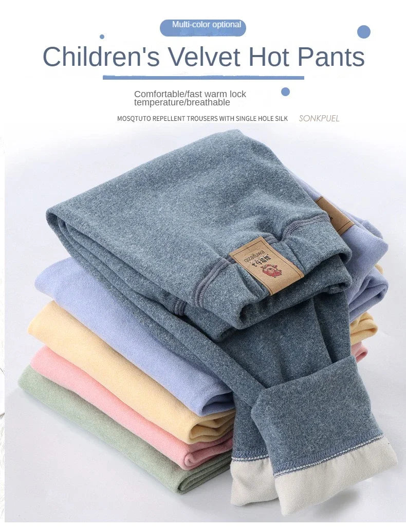 Big Size Children's Fleece Warm Render Pants For Boys Girls Winter Velvet Leggings Kids Baby Base Pants Thickened Long Johns - TiniLoom