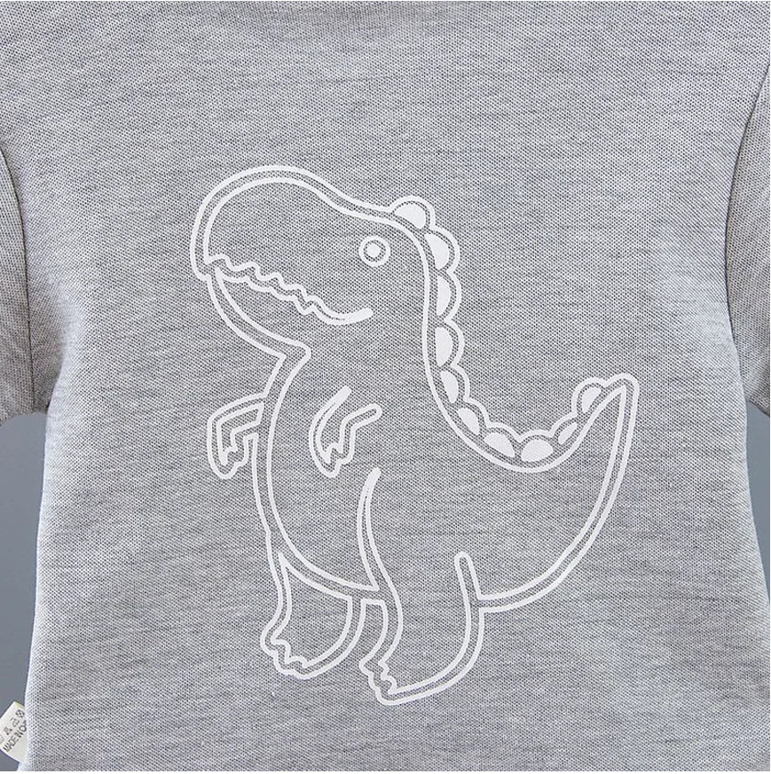 Infant Baby Boy Sets Summer Clothing Casual Sport Suit POLO Shirt + Shorts 2Pcs Set Boys Kids Grey Dinosaur Print Tracksuit