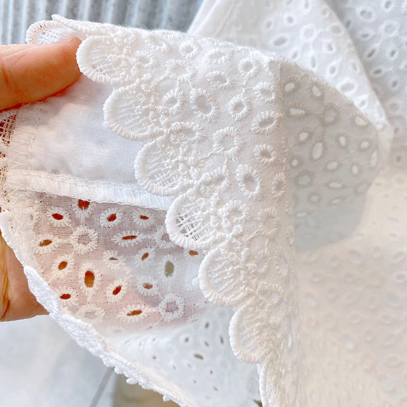 Girls 2024 Summer Clothing Sets Hollow Lace Suit Baby Casual Sleeveless T-shirt+Shorts Kids Clothing Sets Baby Clothes Outfits - TiniLoom