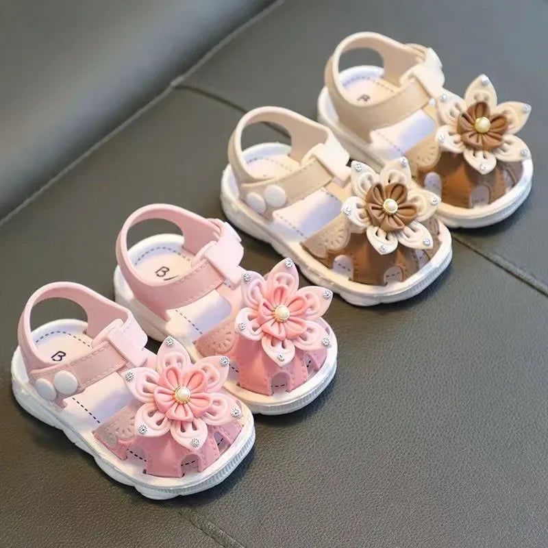 Solid Bow Children's Summer Shoes Cute PVC Beach Non Slip Sandals For Baby Girls Footwear Soft Infant Kids Fashion Sandals - TiniLoom