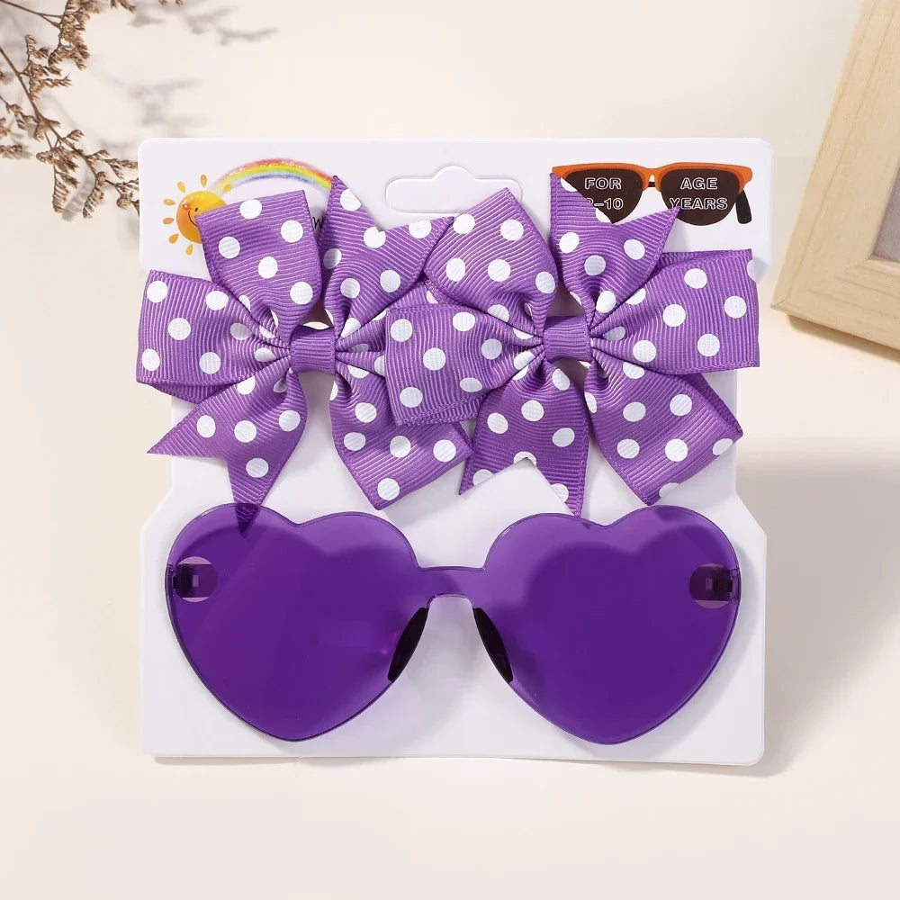 BABY BOWS Butterfly Hairclip Set for Kids Lovely Glasses Accessories Fashion Party Girls Dress Hairpins Headband Gift Set