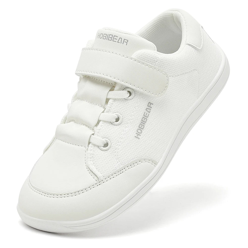HOBIBEAR Kids Wide Toe Barefoot Shoes Boys Girls  Minimalist Sneakers Lightweight Hook Loop Mesh Artificial Leather Shoes - TiniLoom