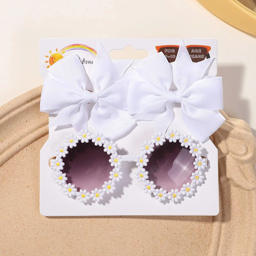 BABY BOWS Butterfly Hairclip Set for Kids Lovely Glasses Accessories Fashion Party Girls Dress Hairpins Headband Gift Set