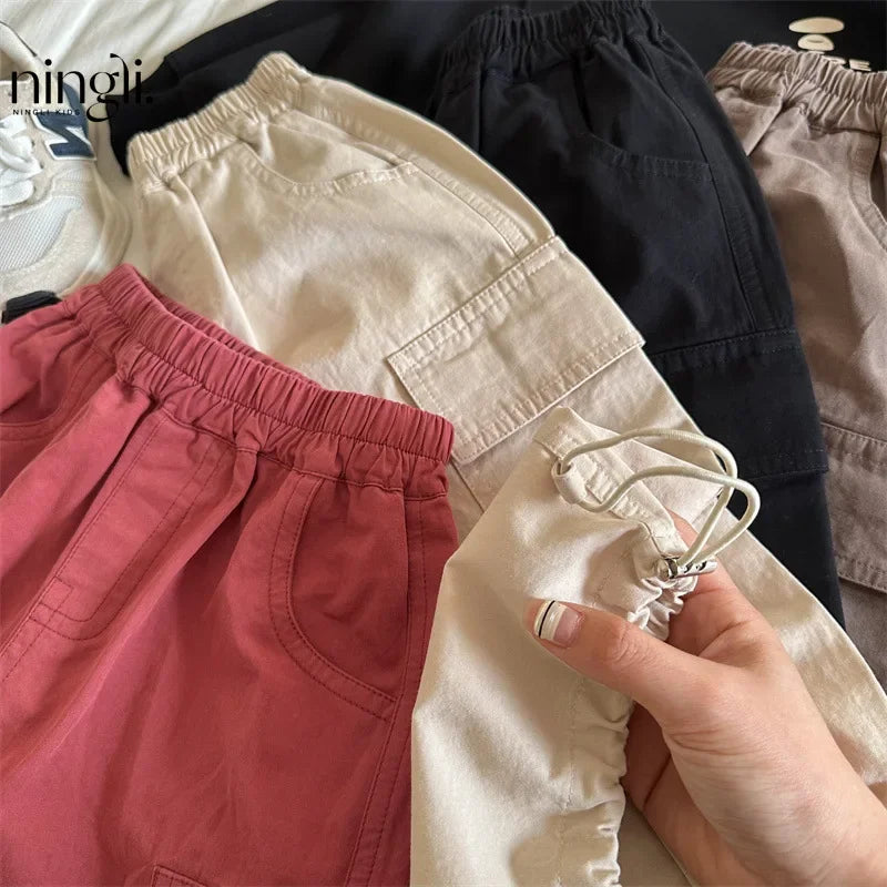 Kids Pants Girdle Overalls Baby Wide Leg Pants Girls Pants Teenage Girls Clothing Cargo Winter Clothes for Boys - TiniLoom