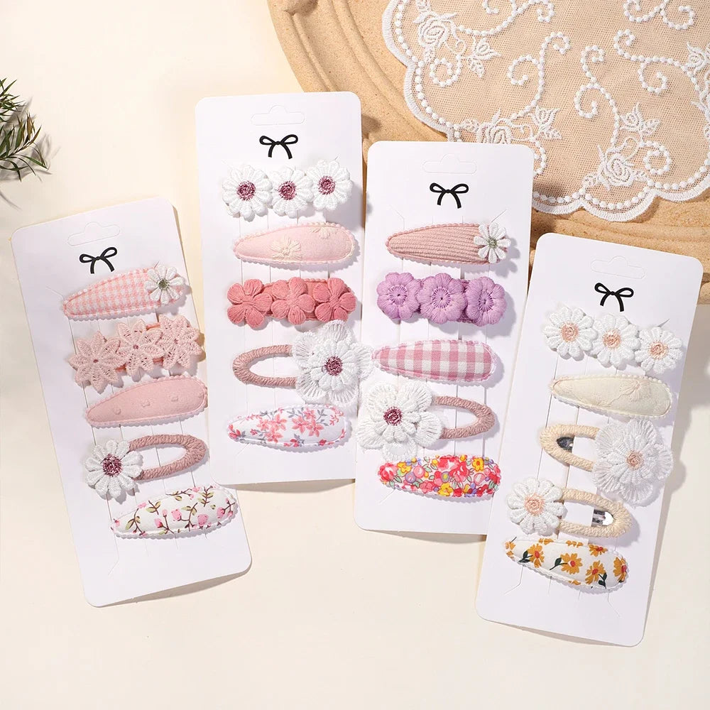 New 5Pcs BB Clips Set for Kids Hair Accessories Sweet Printe Hairbangs Hairclip Girls Barrette Ins Style Daisy Hairpin Ornaments - TiniLoom