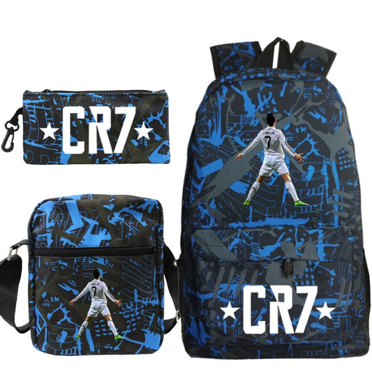 New 3pcs CR7 Backpacks Simple Style Lightweight Boys Girls School Bags Capacity Teens Laptop Backpack Women Men Travel Mochilas - TiniLoom