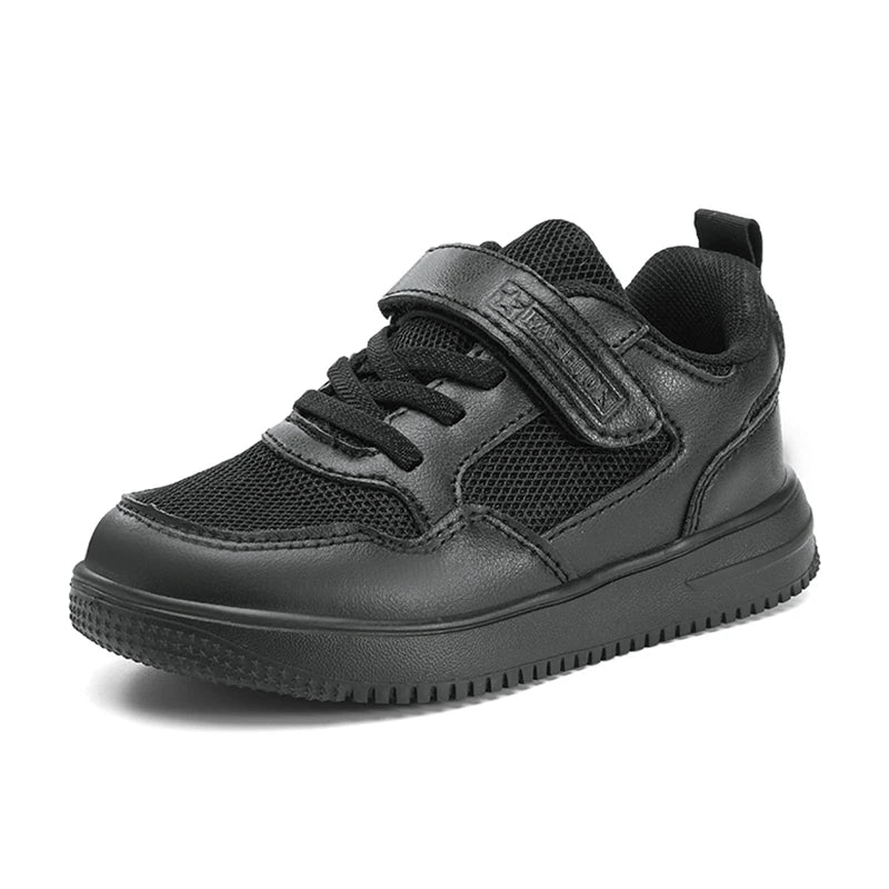 Children Sneaker Boys Casual Shoes Black Leather Flat Student Walking Shoes Non-slip Girl Lightweight Sports Tennis Footwear - TiniLoom