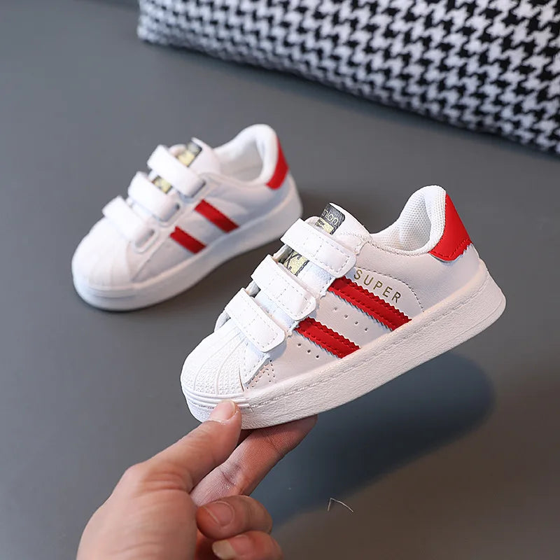 Children's Sneakers Kids Fashion Design White Non-slip Casual Shoes Boys Girls Hook Breathable Sneakers Toddler Outdoor Shoes - TiniLoom