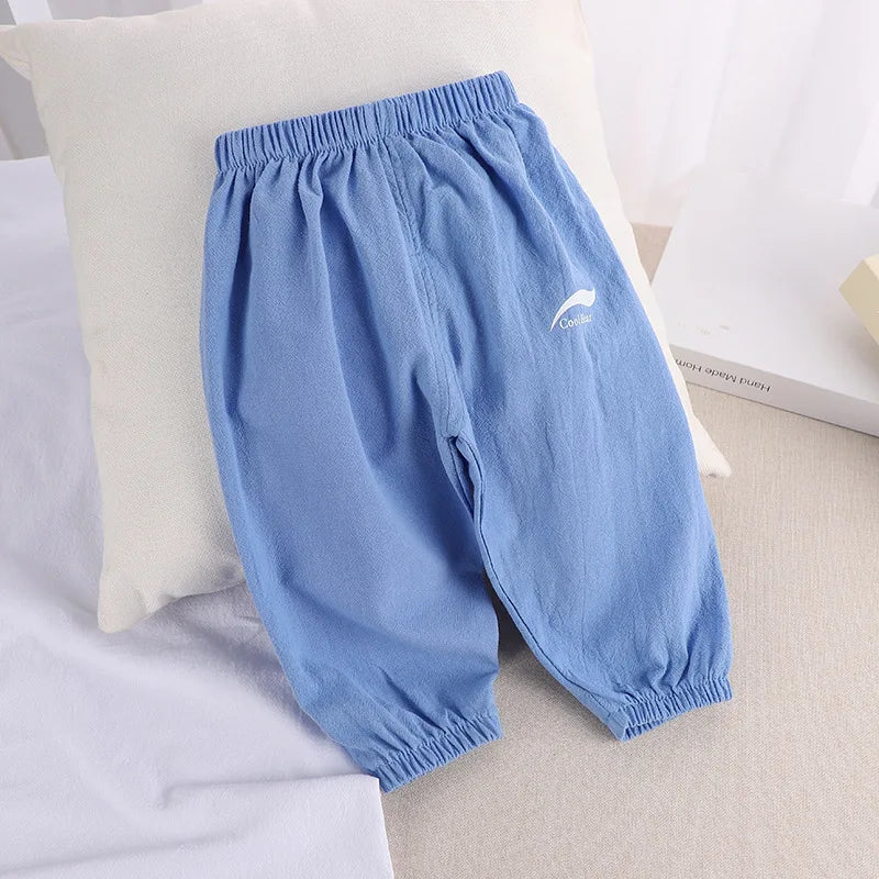 1 2 3 4 5  Years New Children's Anit-mosquito Pants Summer Baby Air Conditioning Bloomers Boys and Girls Cotton and Linen Pants - TiniLoom