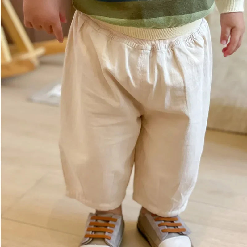 Solid Boy Kids Fashion Trousers Toddler Clothes Summer Spring Baby  Pocket Ankle Length Loose Girl Children Casual Pants - TiniLoom