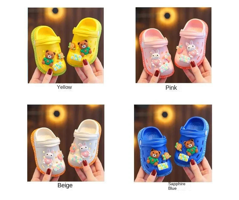 Children's Slippers Cute Cartoon Girls Boys with Soft Soles Baby Bags Perforated Shoes Home and Baby Sandals - TiniLoom