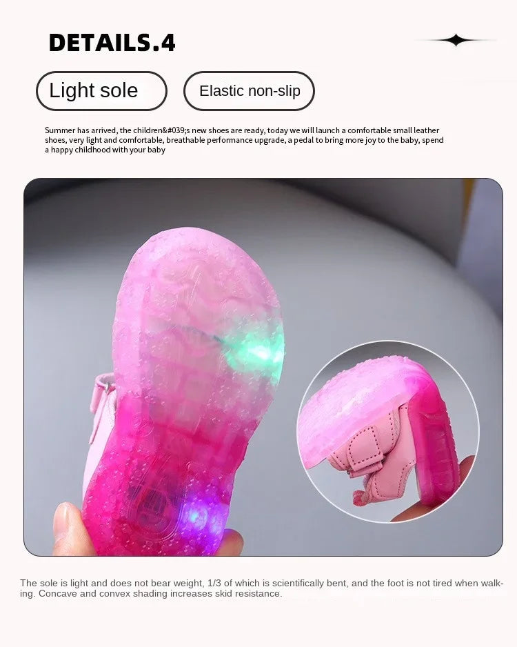 2025 Summer New Baby Girls Led Light Sandals Cute Hello Kitty Children's Casual Shoes Anti-slip Kids Beach Shoes Outdoor Shoes - TiniLoom