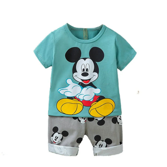 Summer cartoon T-shirt Shorts Children's boys Set Cotton Tees Pants Leisure Boys And Girls Babies Clothes Casual 2pcs - TiniLoom