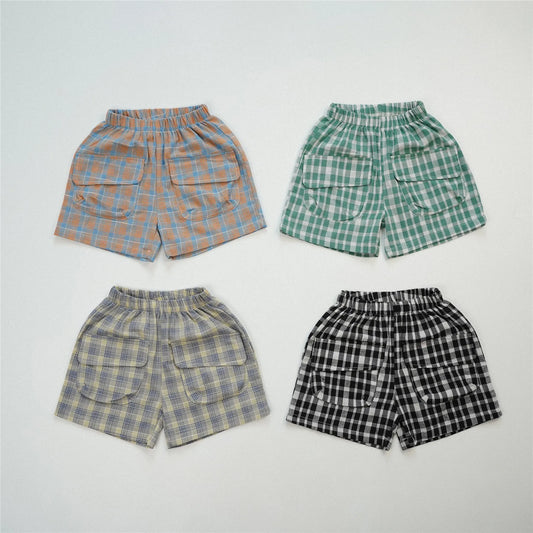 2024 New Arrival Summer Casual Toddler Shorts Baby Boy Plaid Short Pants All-match Cotton Comfortable Loose Kid Girl Shorts - TiniLoom