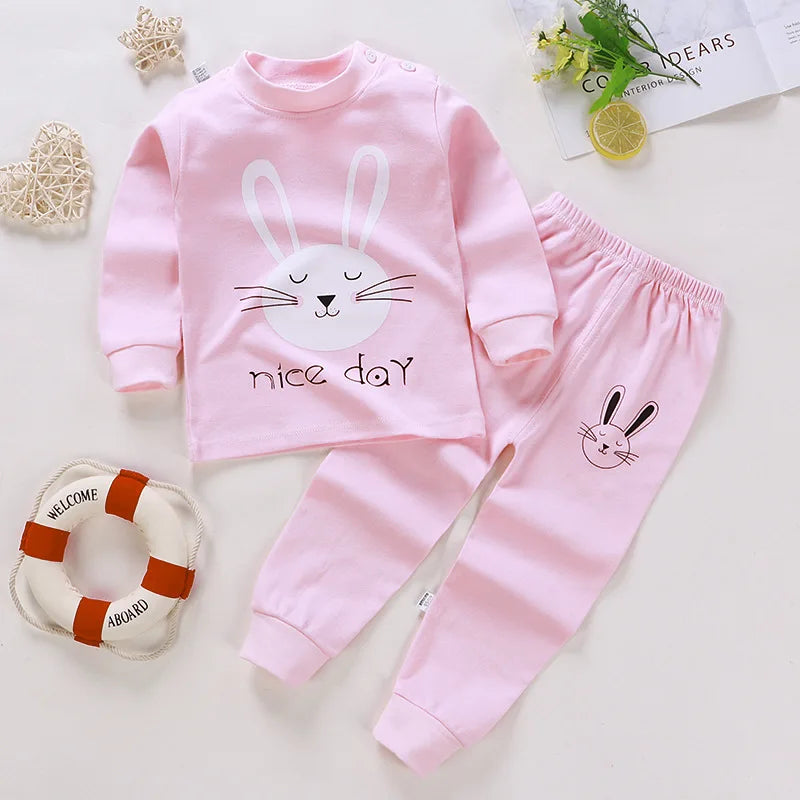 Cotton Boys Girls Sleepwear Suits Autumn Spring Newborn Underclothes 2pcs Kids Clothes Set Toddler Kids Pajamas - TiniLoom