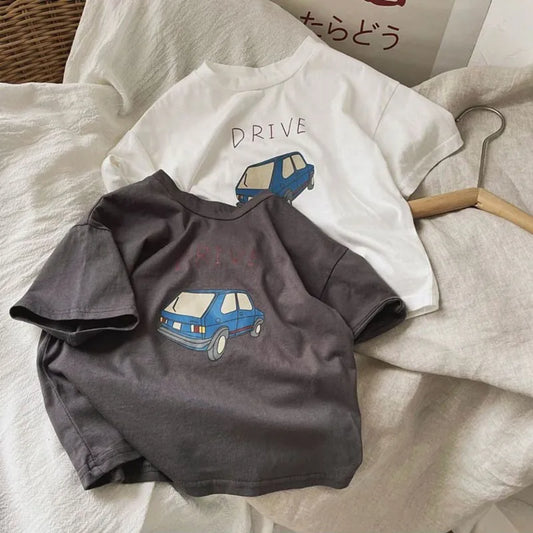 Cotton Half Sleeve T-shirt Boys Child 2025 Summer Baby Unisex Costume Sports Casual Tees Girls Cartoon Car Trendy Pullover Shirt - TiniLoom