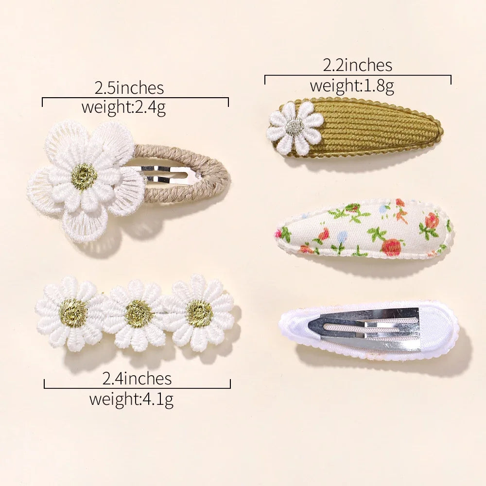 New 5Pcs BB Clips Set for Kids Hair Accessories Sweet Printe Hairbangs Hairclip Girls Barrette Ins Style Daisy Hairpin Ornaments - TiniLoom