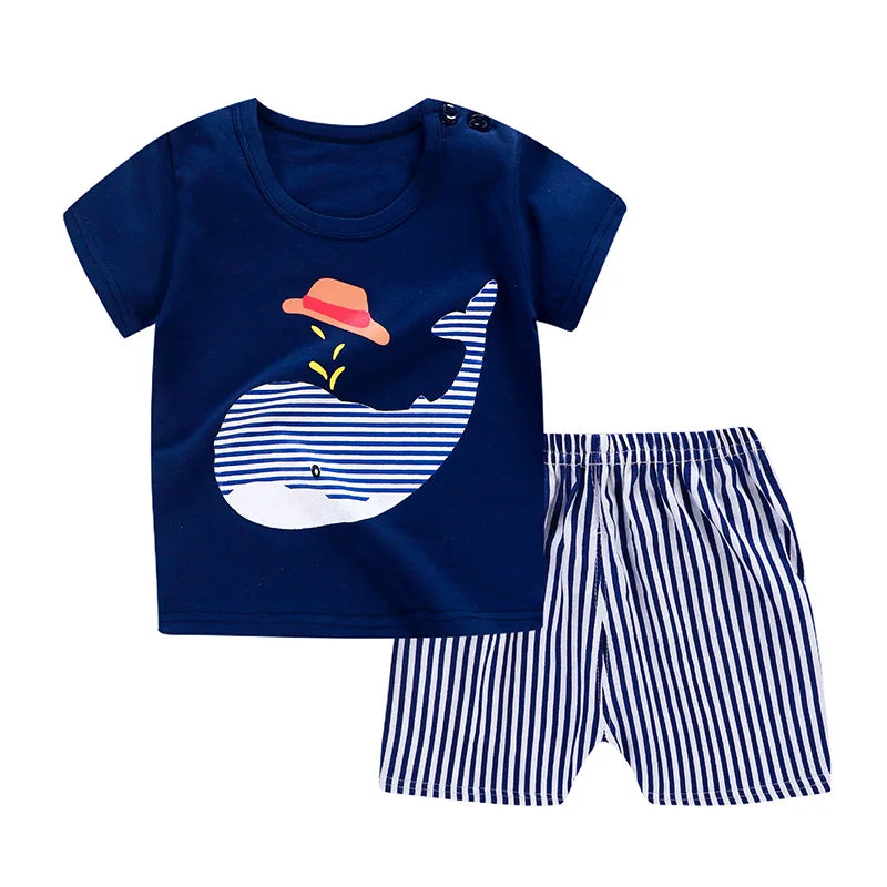 Winnie Pooh Cute Children Tracksuit Summer Clothing Cartoon Fashion Baby Boys Short Sleeved Suit T-shirt + Shorts 2piece Set - TiniLoom