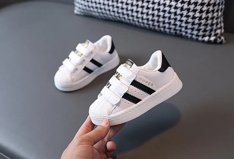 Children's Sneakers Kids Fashion Design White Non-slip Casual Shoes Boys Girls Hook Breathable Sneakers Toddler Outdoor Shoes - TiniLoom