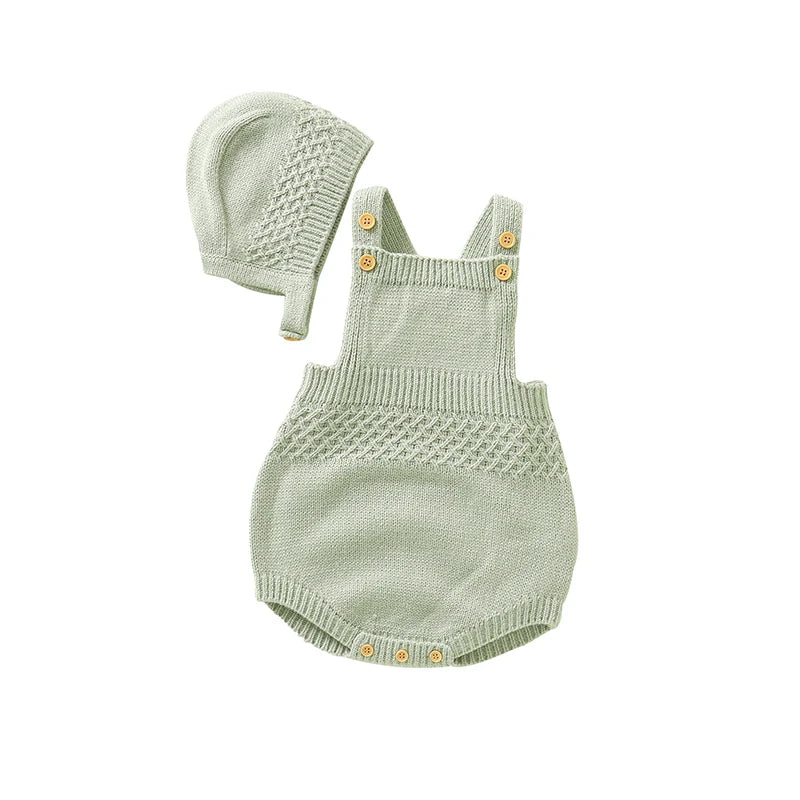 Baby Bodysuits Sleeveless Newborn Boys Girls Solid Color Onesie Hats Outfits Sets 2pcs Infant Unisex Playsuits Children Clothes - TiniLoom