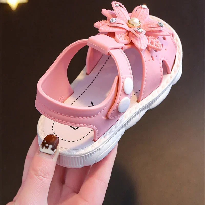 Solid Bow Children's Summer Shoes Cute PVC Beach Non Slip Sandals For Baby Girls Footwear Soft Infant Kids Fashion Sandals - TiniLoom