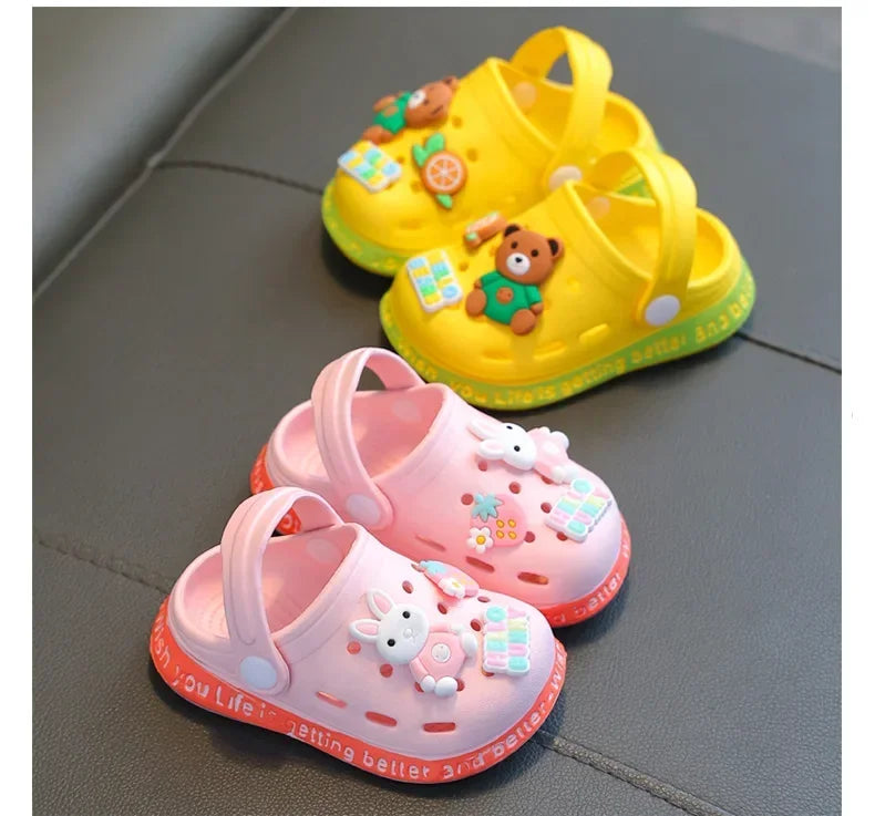 kids baby Girls Summer Sandals: Soft Sole Toddler children Indoor Slippers Cartoon Boys Breathable Hollow Shoes - TiniLoom