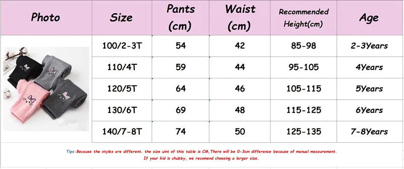 2-8Years Girls Leggings Autumn Winter Thick Warm Velvet Kids Leggings for Girls Children Bottom Part Pants Tights - TiniLoom