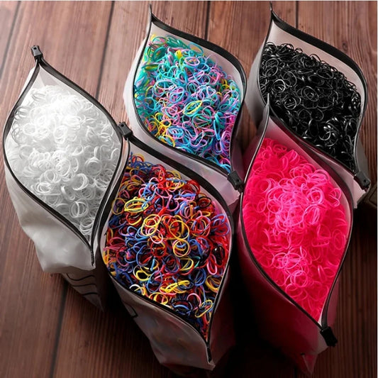 500/1000/2000pcs Girls Colourful Disposable Rubber Band Hair Ties Headband Children Ponytail Holder Bands Kids Hair Accessories - TiniLoom