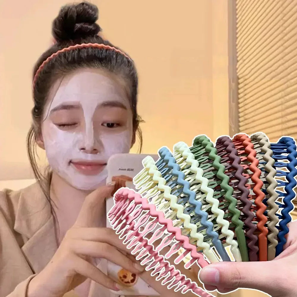1Pc Fashion Wave Headbands for Women Solid Color Toothed Non-slip Hair Bands Girl Face Wash Sports Hairbands Hair Accessories - TiniLoom