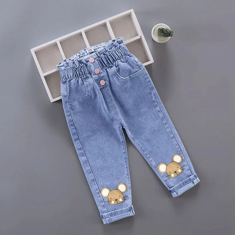 Kids Baby Girls Casual Clothes Jeans Pink Bow Trousers Toddler Infant Denim Clothing Pants Children Bottoms 1 2 3 4 5 6  Years - TiniLoom