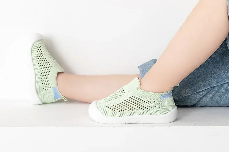Spring Summer Toddler Shoes Breathable Knitted Kids Sneakers Boys Slip-on Tennis Shoes Girls Soft Non-slip School Casual Shoes - TiniLoom