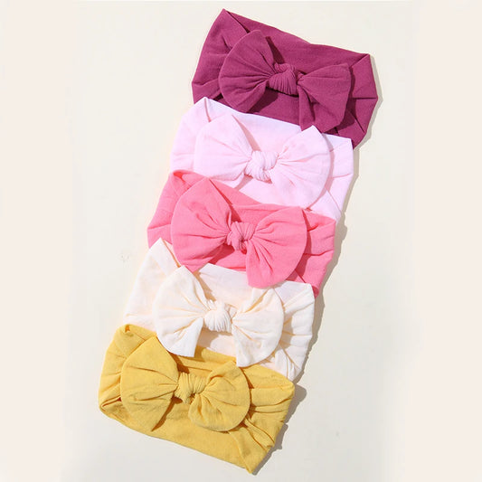 5Pcs Cute Bows Baby Headband Soft Elastic Baby Girl Hair Bands For Newborn Infant Turban Headwear Baby Hair Accessories - TiniLoom