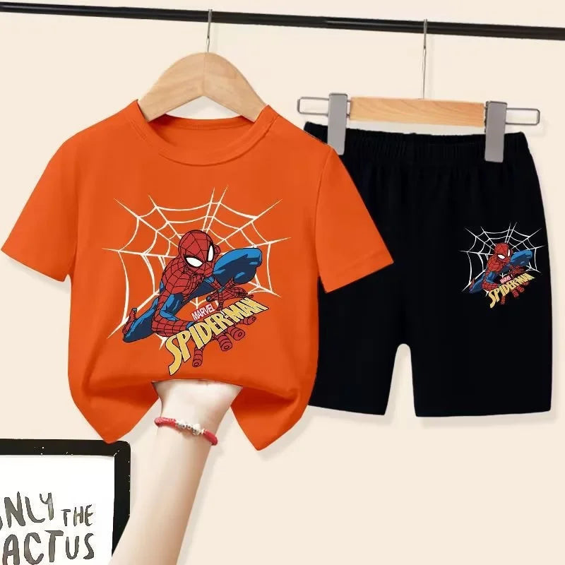 Children'S T-Shirts Spider-Man Set Aoger Spiderman Boys Summer Trend Baby Short Sleeve Shorts Two-Piece Set Kids Outfits Gifts ﻿ - TiniLoom