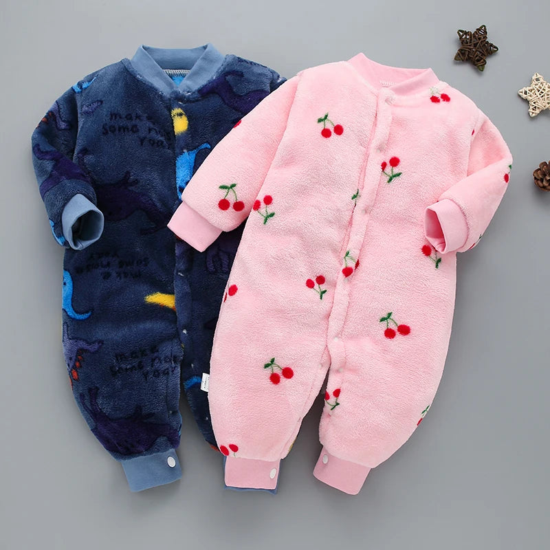 Newborn Baby Spring Winter Clothes Infant Jacket for Girls Jumpsuit for Boys Soft Flannel Bebe Romper Baby Clothes 0-18 Month - TiniLoom