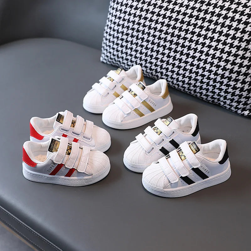 Children's Sneakers Kids Fashion Design White Non-slip Casual Shoes Boys Girls Hook Breathable Sneakers Toddler Outdoor Shoes - TiniLoom
