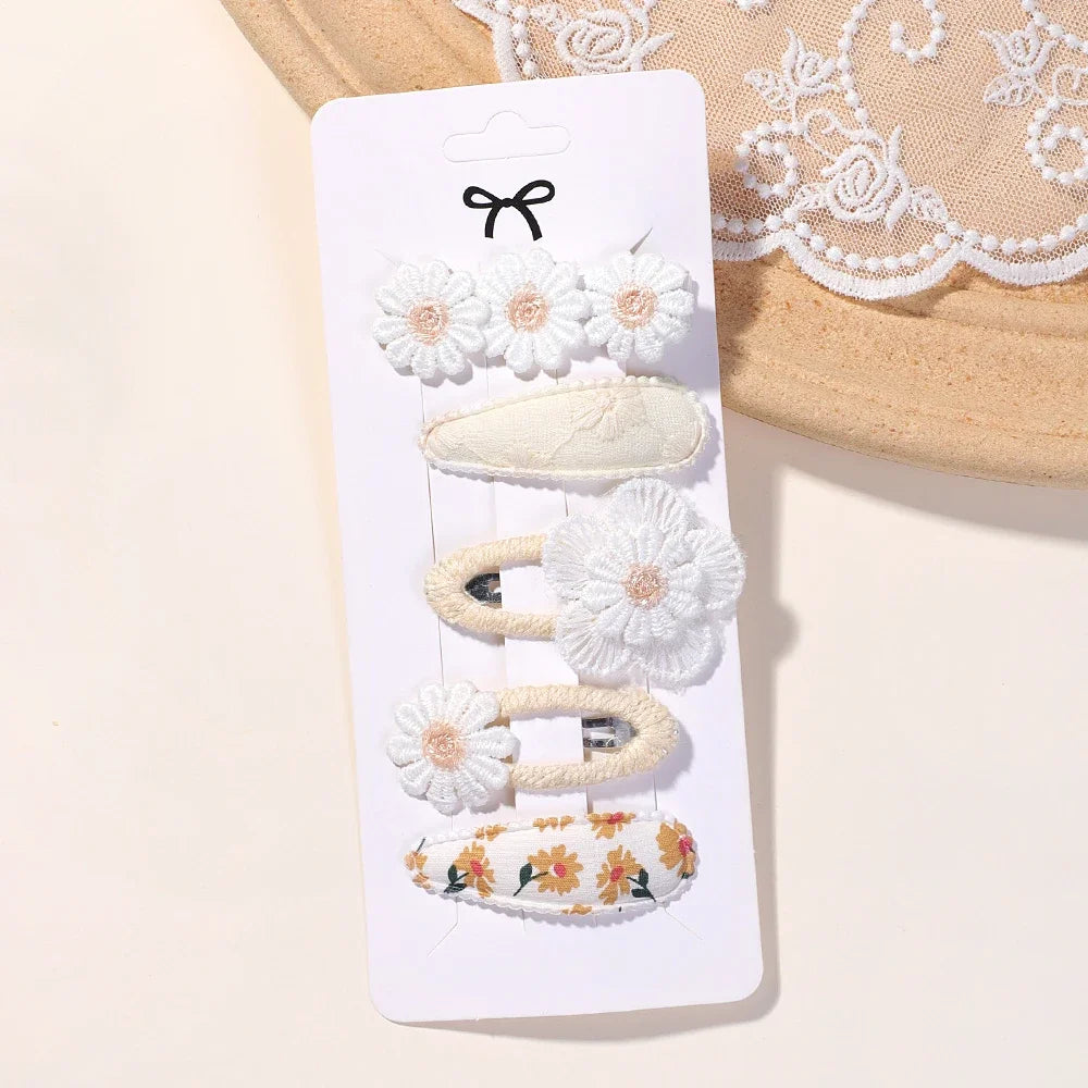 New 5Pcs BB Clips Set for Kids Hair Accessories Sweet Printe Hairbangs Hairclip Girls Barrette Ins Style Daisy Hairpin Ornaments - TiniLoom